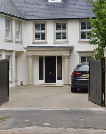 Church Road cast stone portico, window cills and coping stones