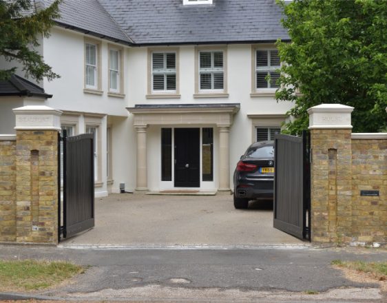 Church Road cast stone portico, window cills and coping stones