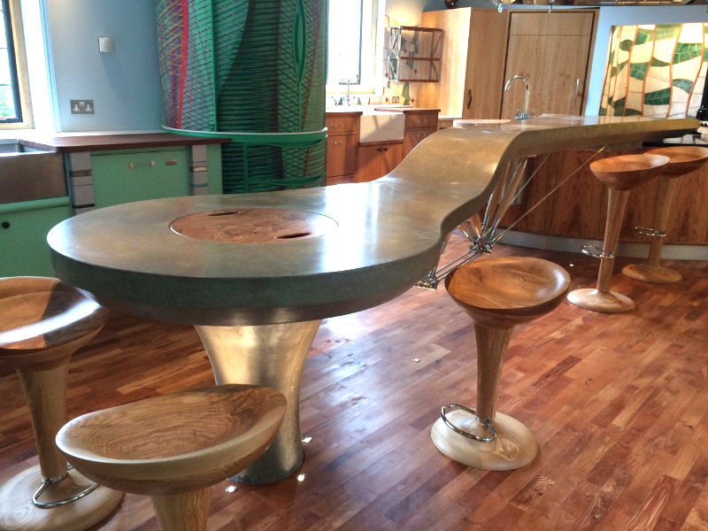 bespoke concrete kitchen island top in house