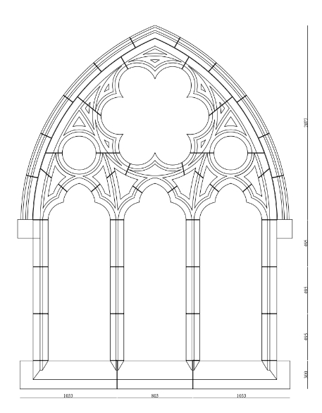 Forest Hill cast stone tracery window